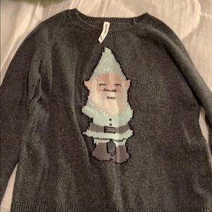 Gray Christmas sweater with elf on front
